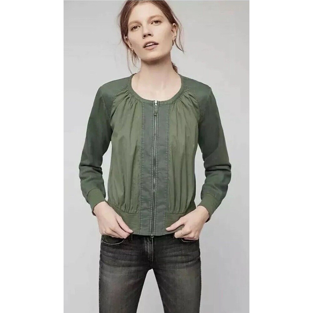 Anthropologie HEI HEI Hilltop Lightweight Green Bomber Jacket Size Small